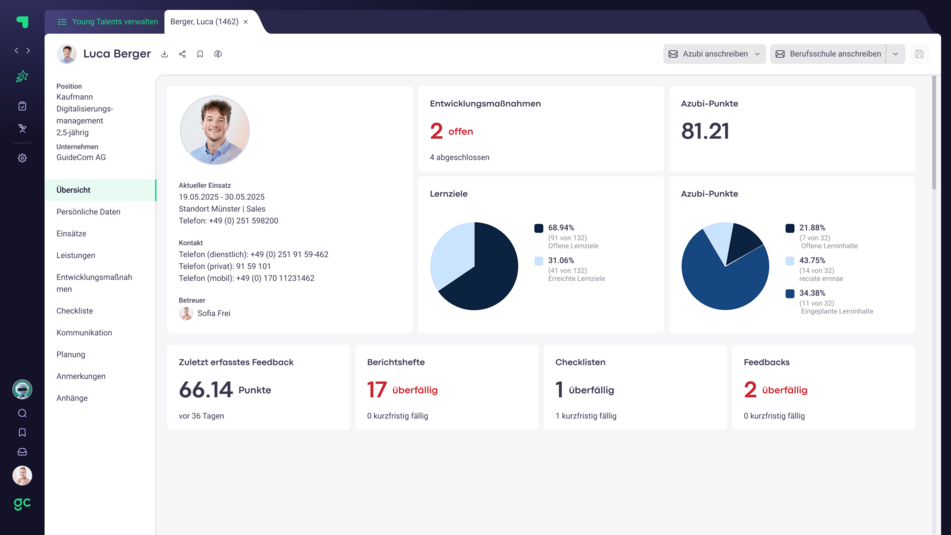 Ausbildungsmanagement Software Young Talents Ausbildungsmanagement Software Talentkarte