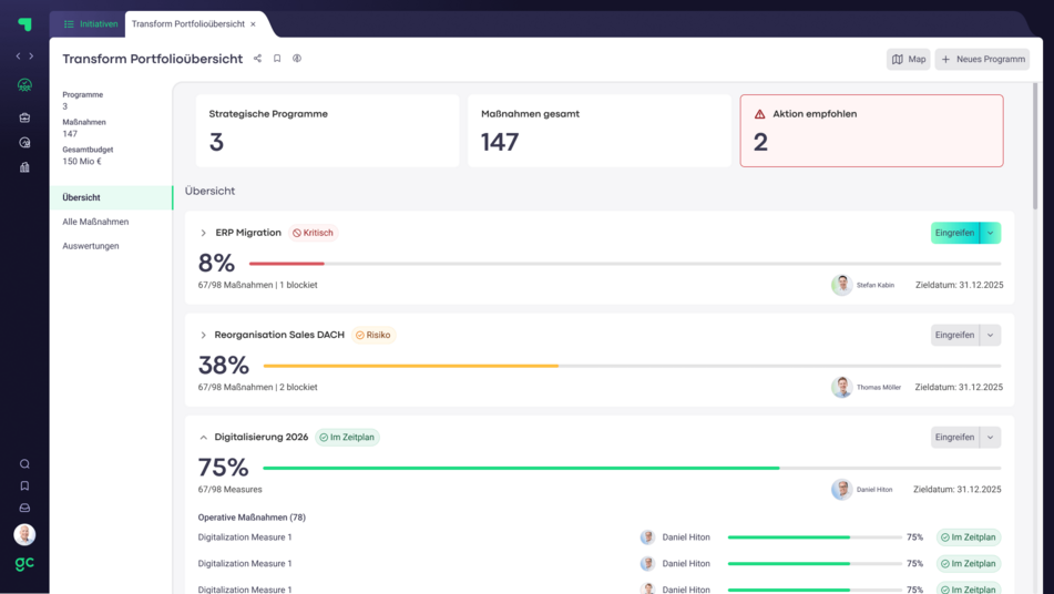Management Suite Transform Screen